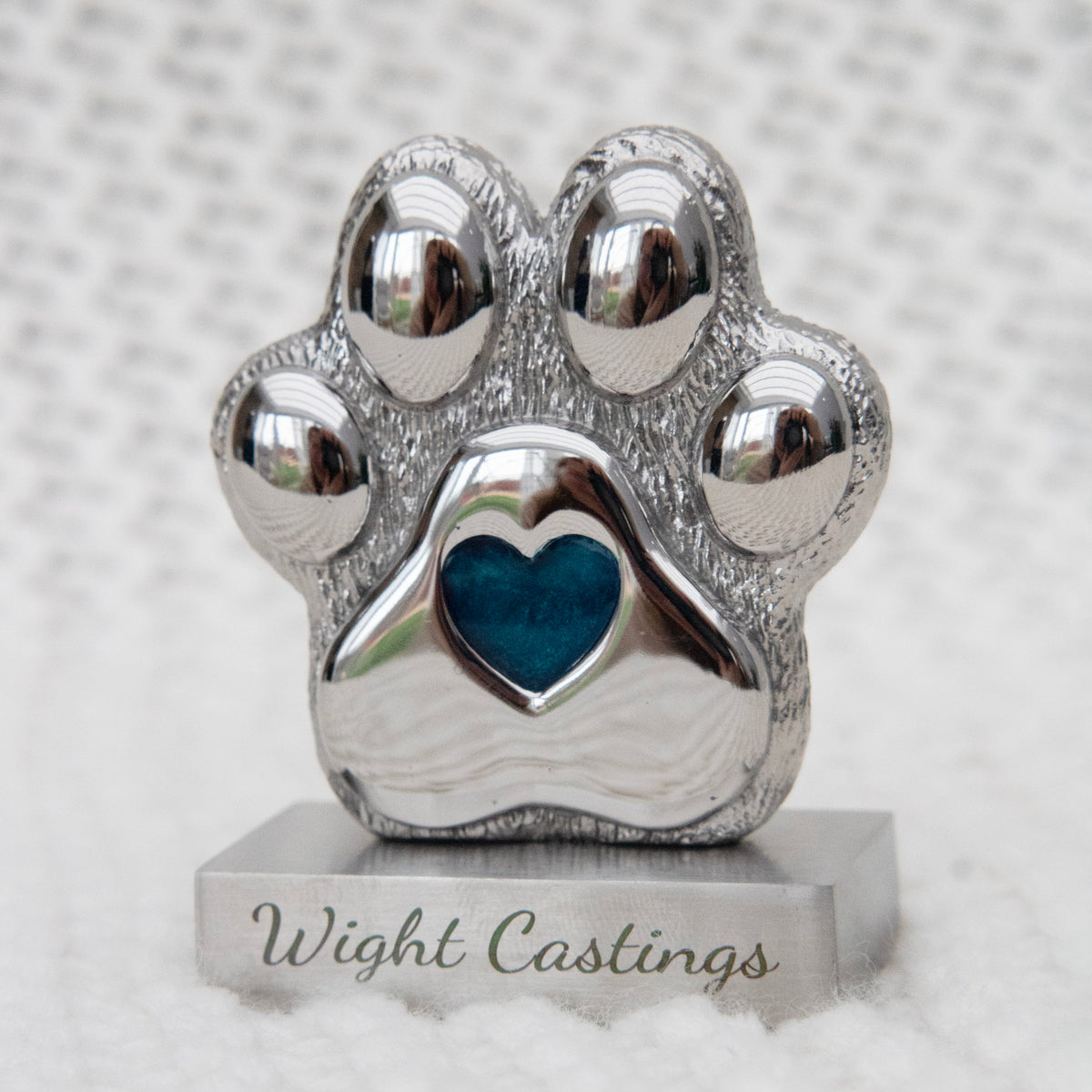 Stainless steel memorial paw with engravable stand