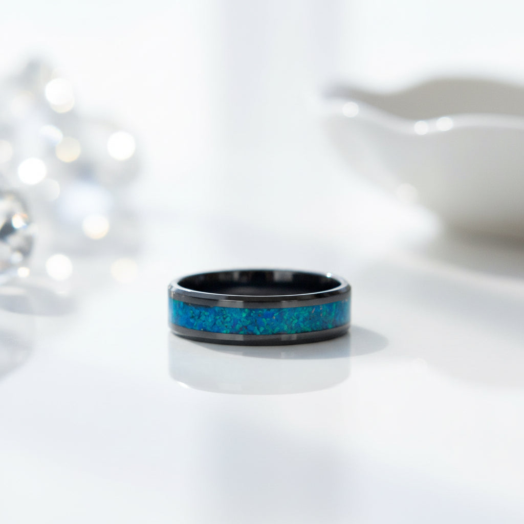 Black Ceramic Channel Ring