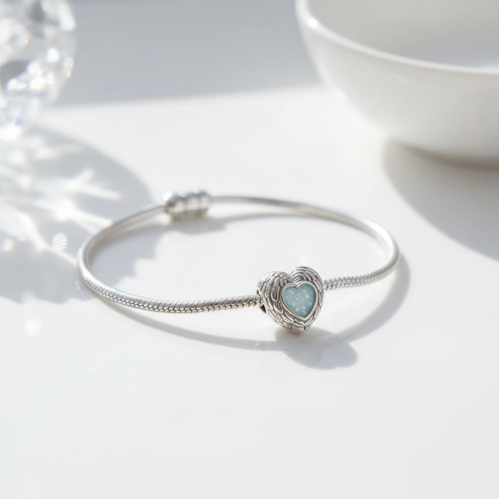 Angel Wings Heart Charm