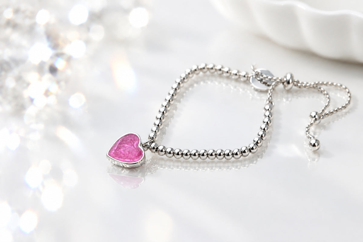 Stainless Steel Beaded Heart Bracelet