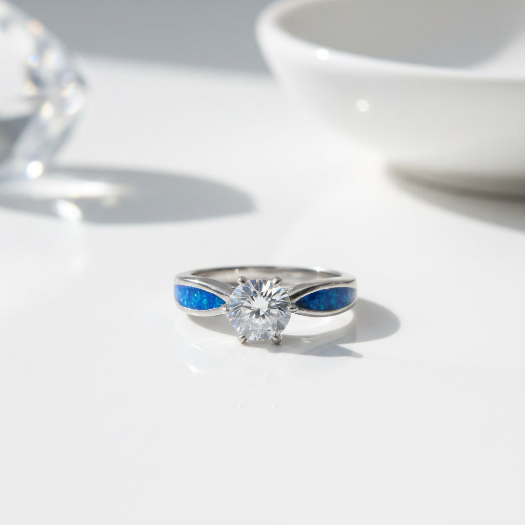 Stainless Steel Solitaire Ring