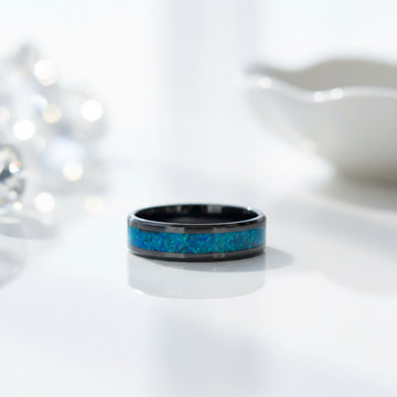 Black Ceramic Channel Ring