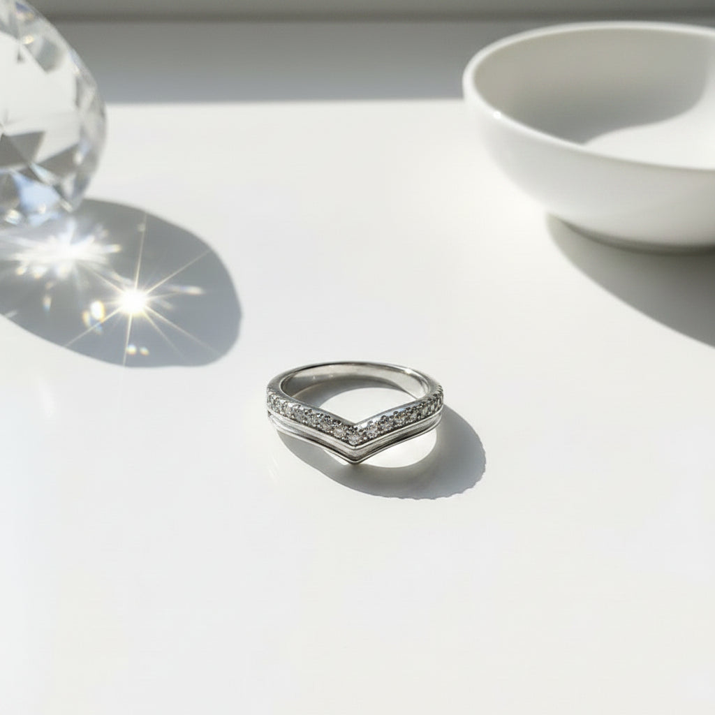 Crystal Wishbone Ring