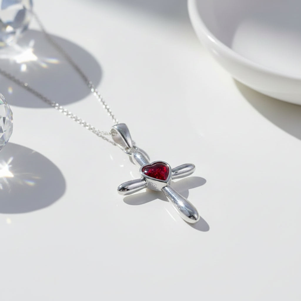 Dainty Heart Cross Pendant