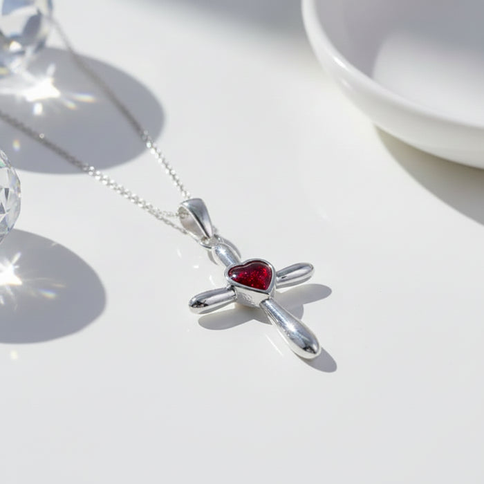 Dainty Heart Cross Pendant