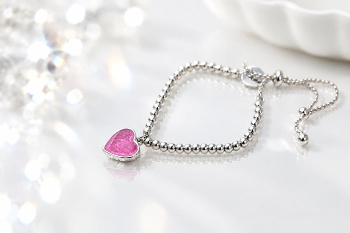 Stainless Steel Beaded Heart Bracelet