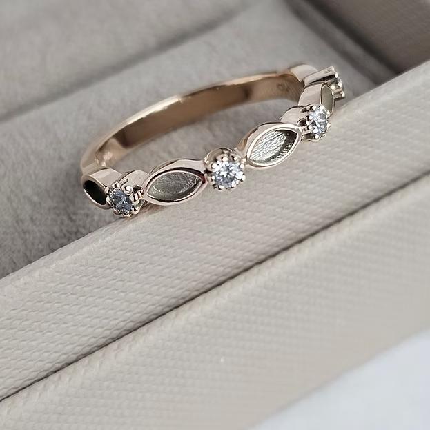 Gold Five Channel Marquis Ring